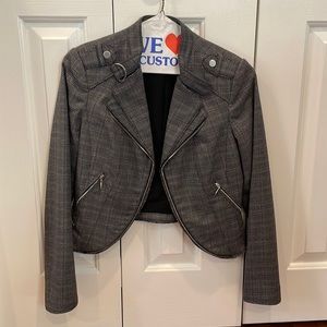 Gray/ purple plaid jacket